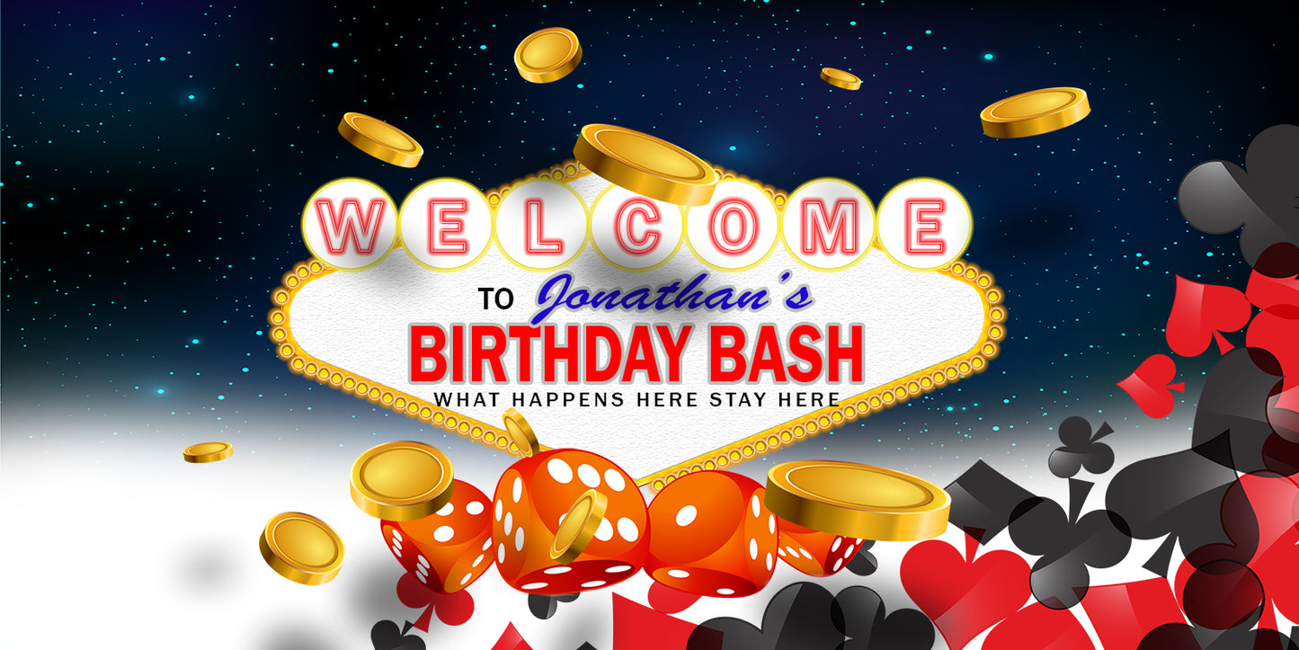 Las Vegas Jackpot Slots Birthday Banner