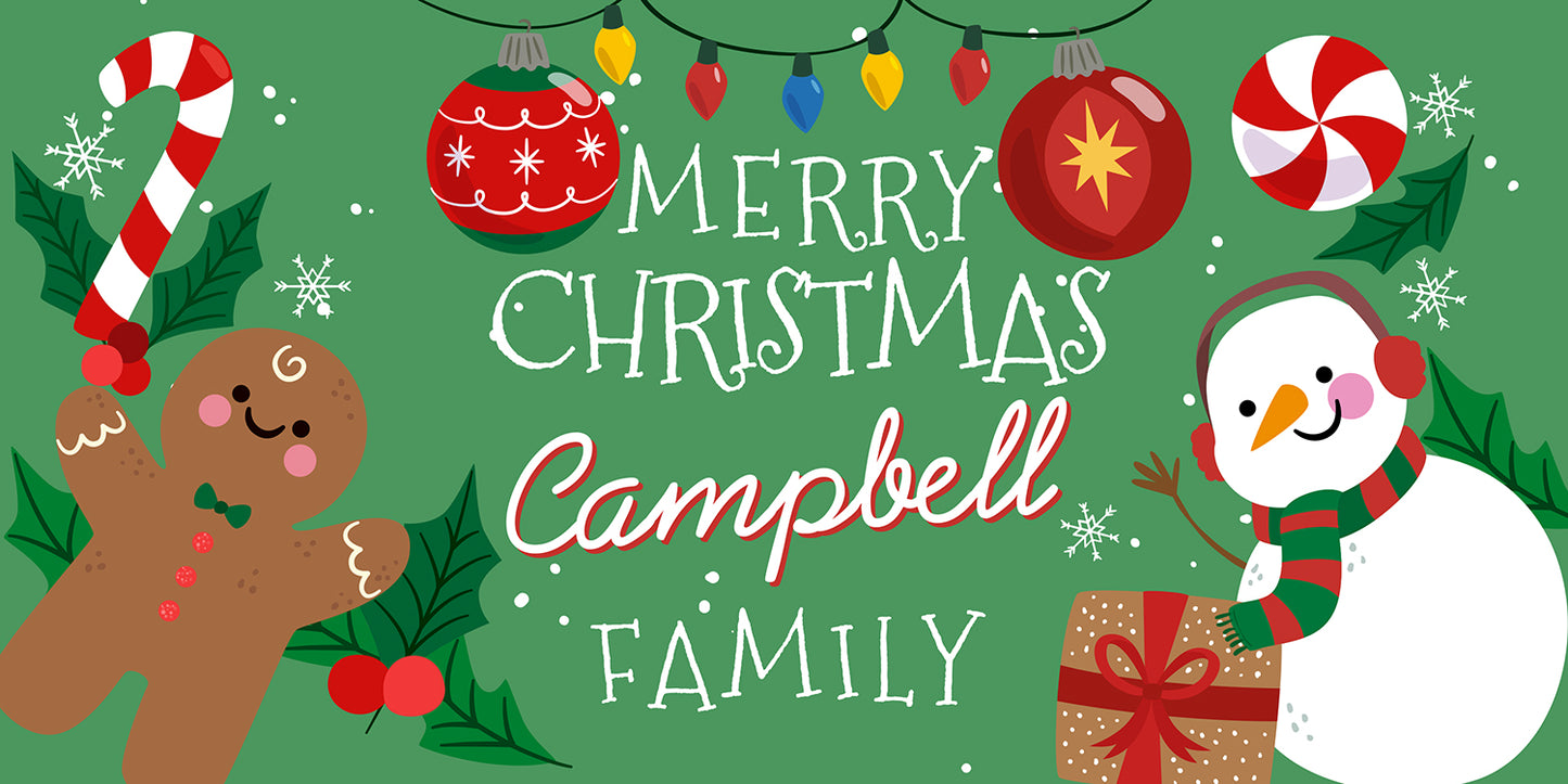 Snowman and Gingerbread Christmas Banner