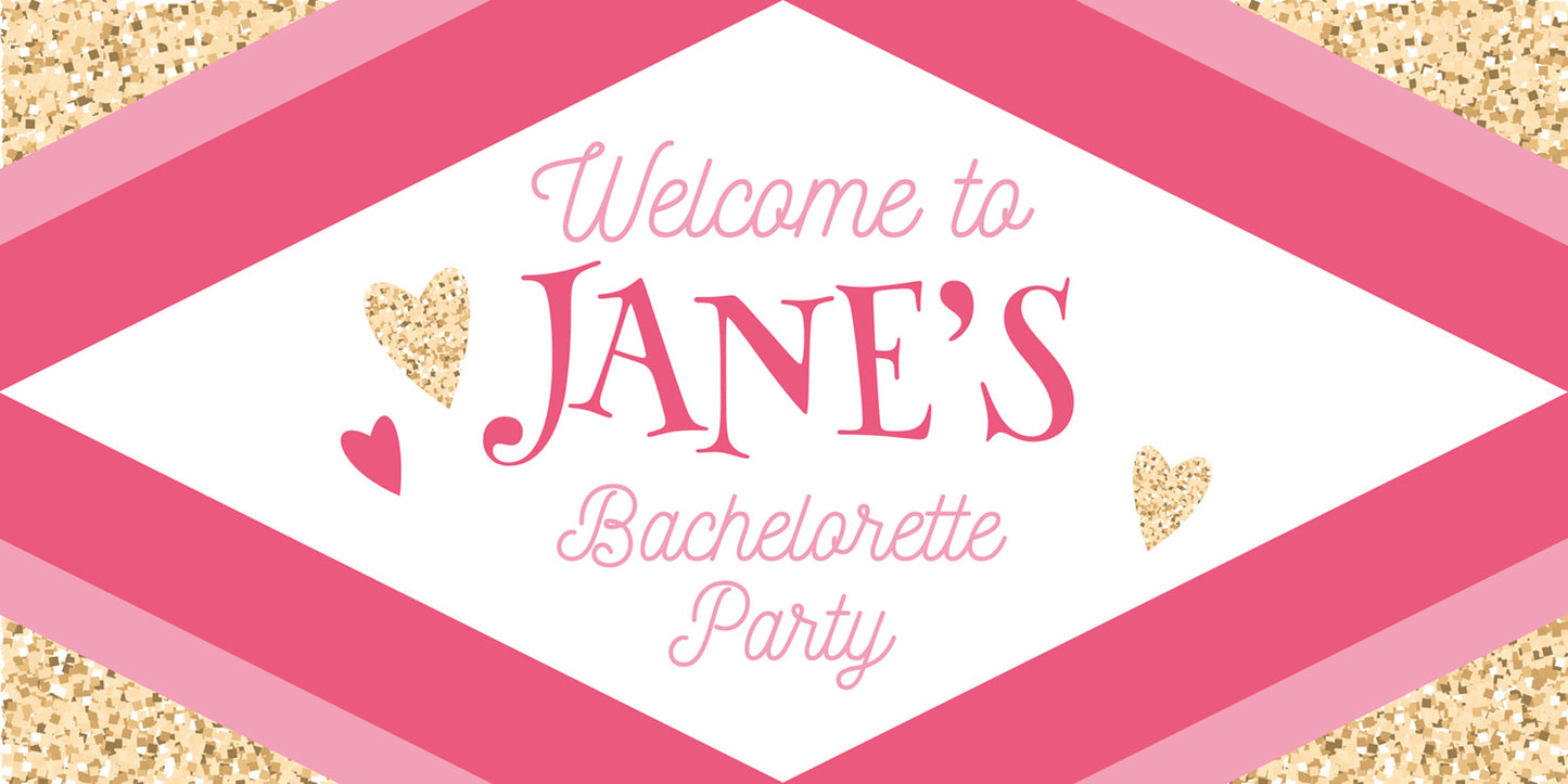 Pink and Sparkle Gold Bacelorette Party Banner