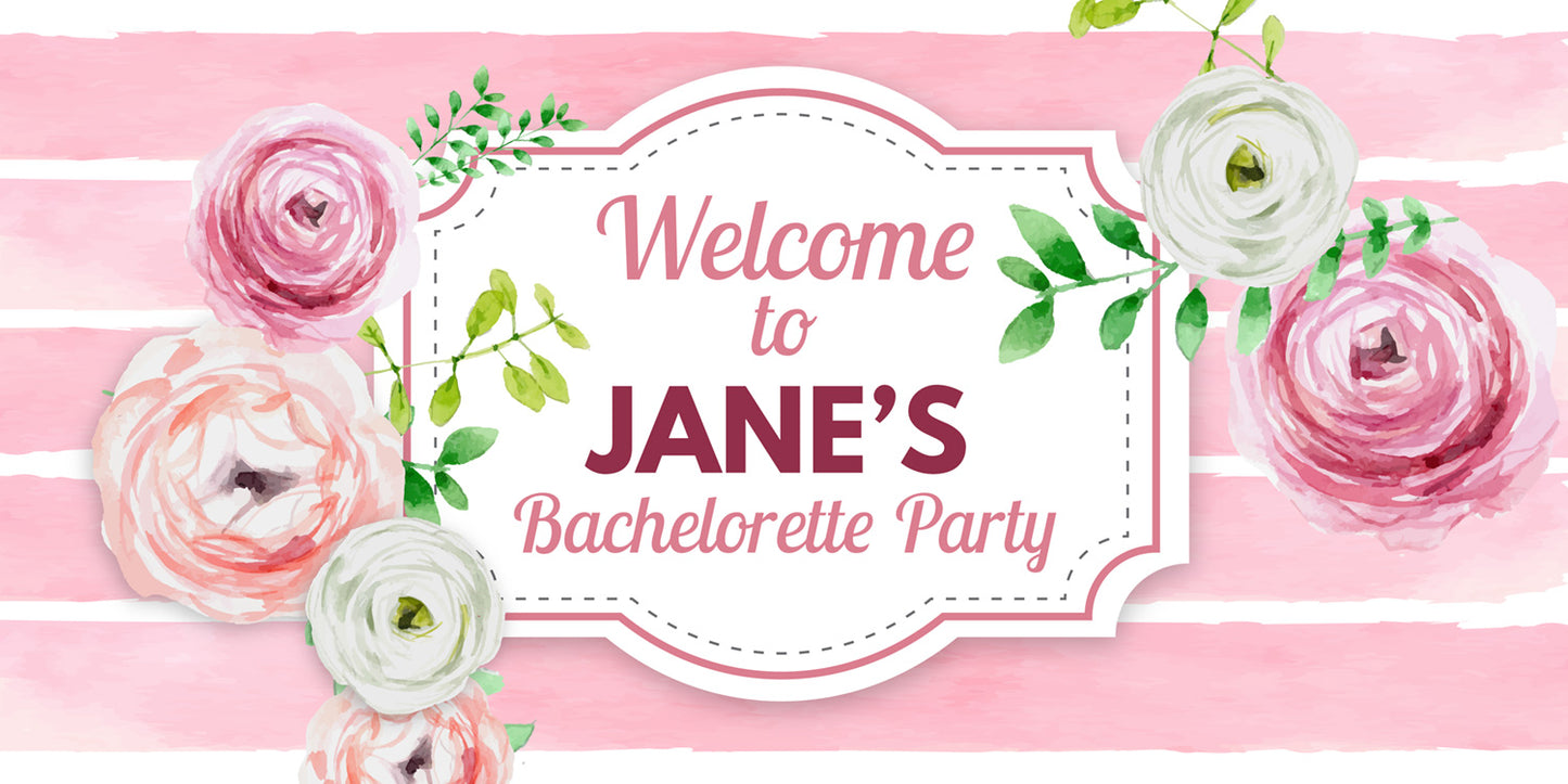 Pink Floral Bacelorette Party Banner