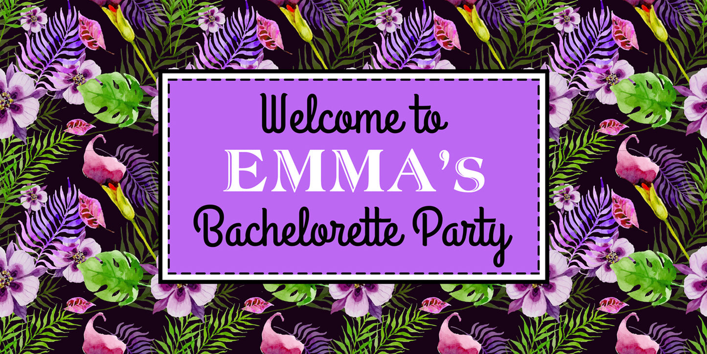 Purple Floral Bacelorette Party Banner