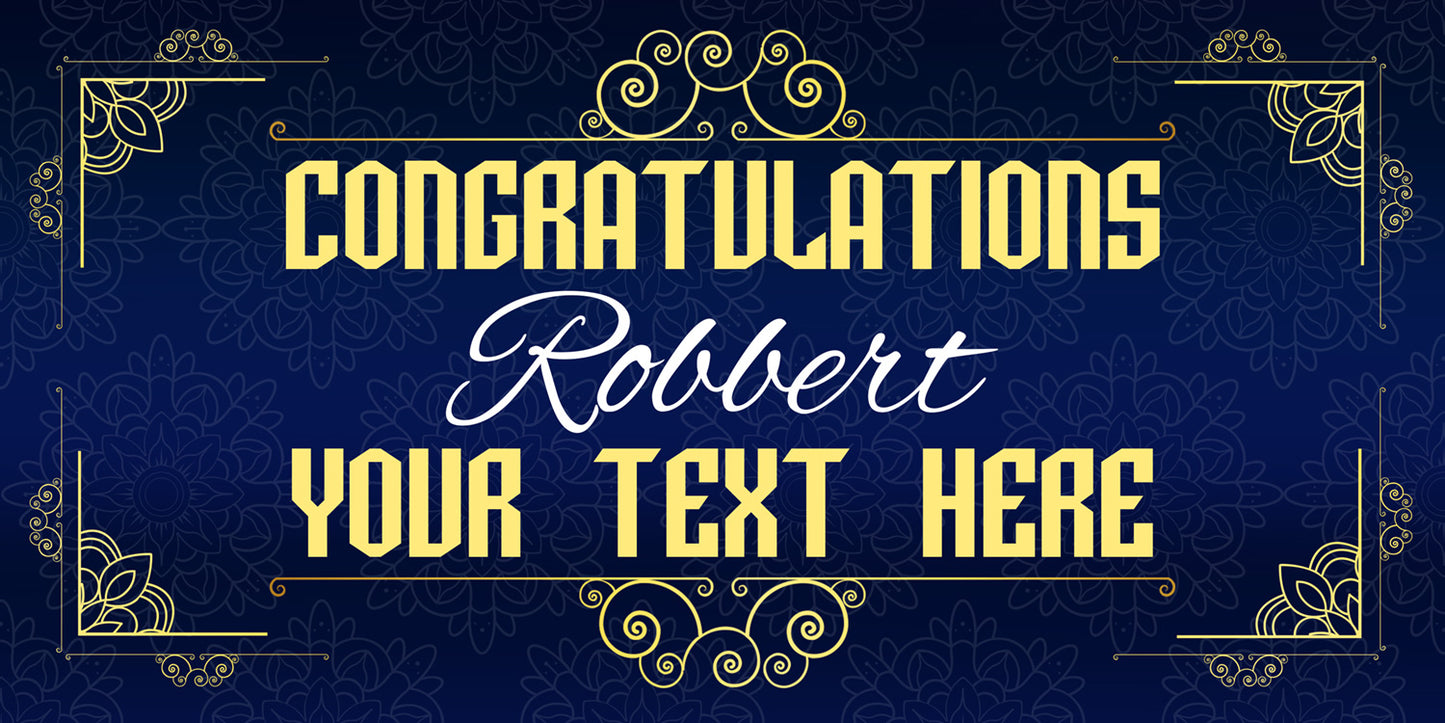 Dark Blue and Gold Congratulations Banner