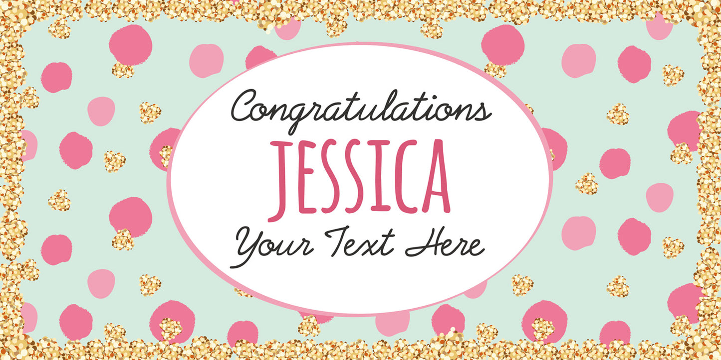 Pink Green and Gold Congratulations Banner