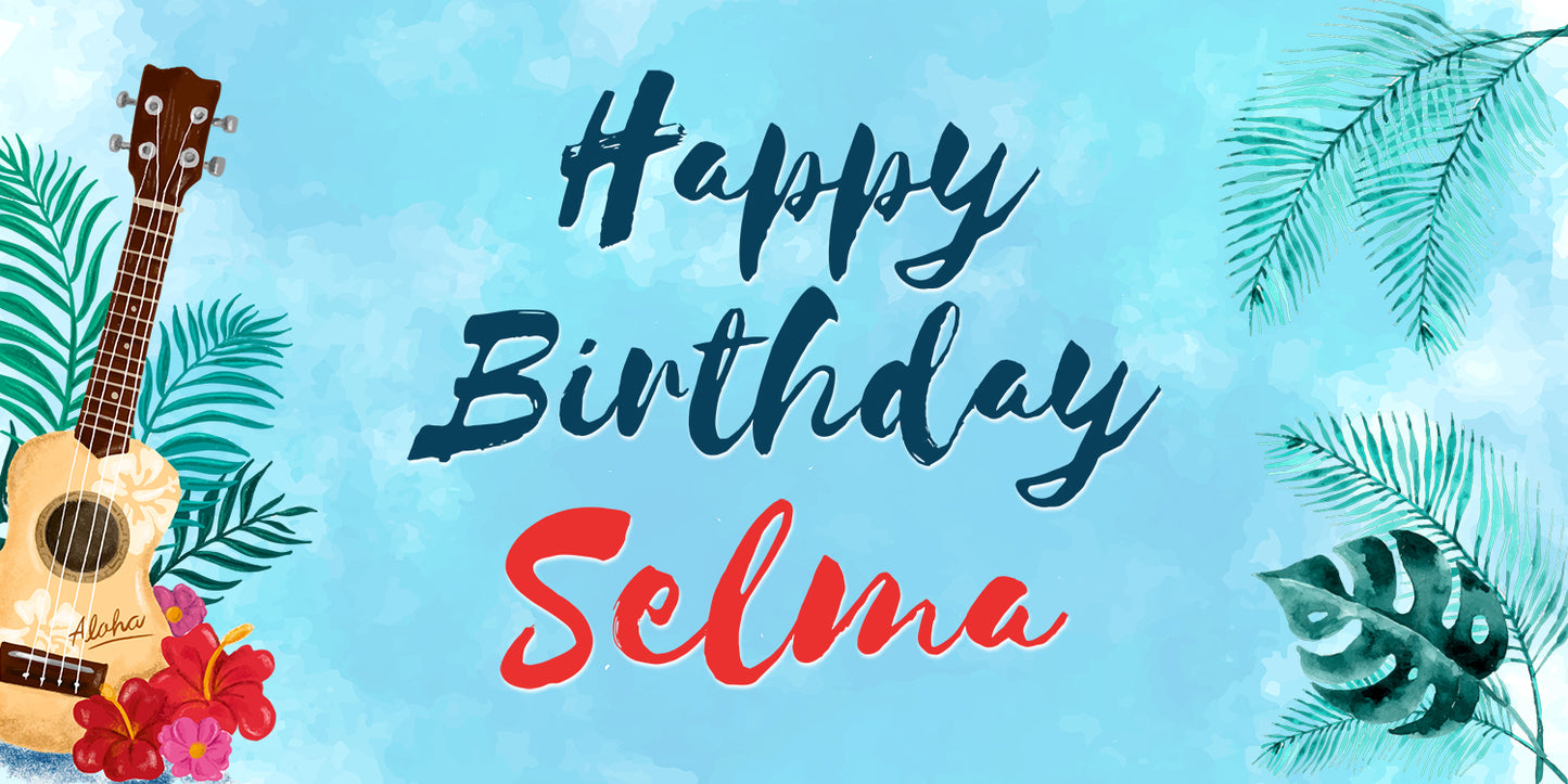 Hawaiian Aloha Guitar Birthday Banner