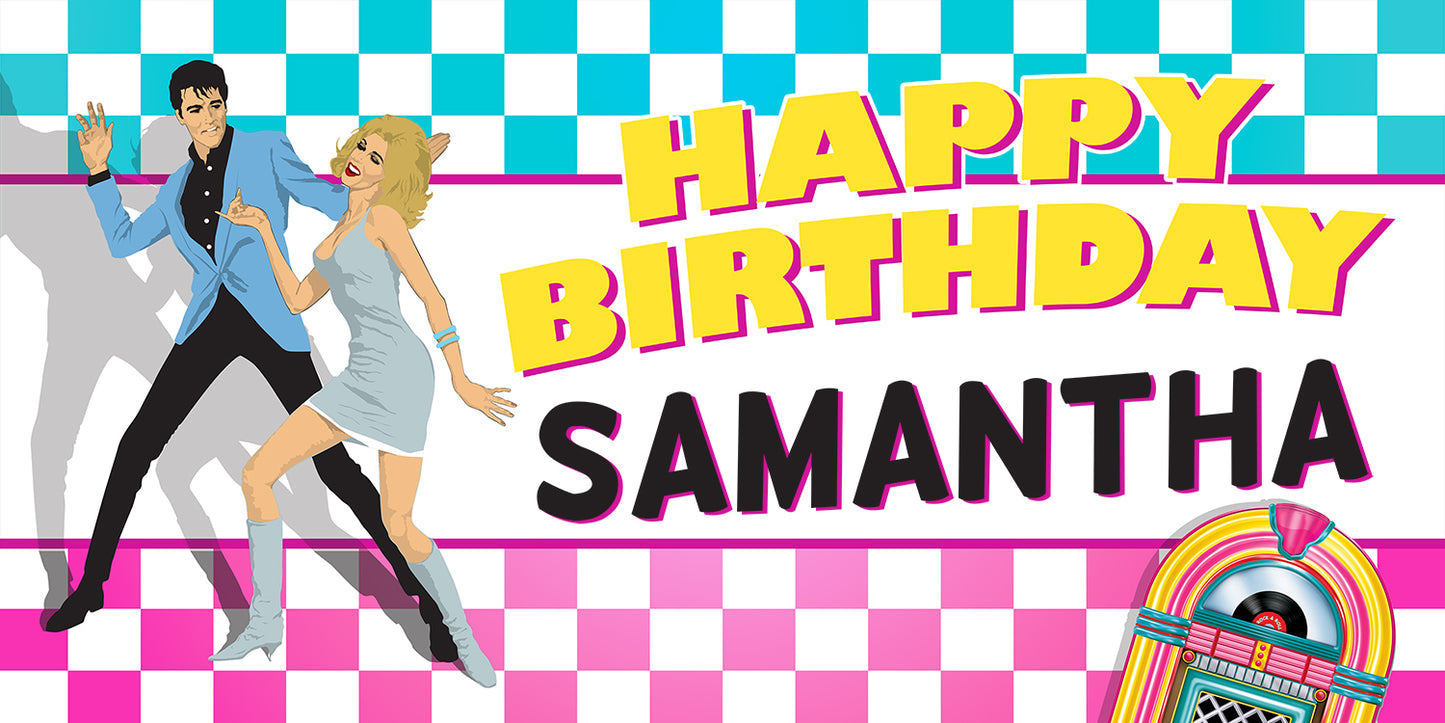 Elvis Retro Diner Birthday Banner