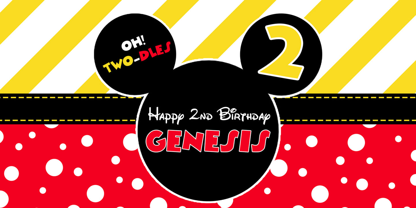 Oh Two-dles Mickey Red Birthday Banner