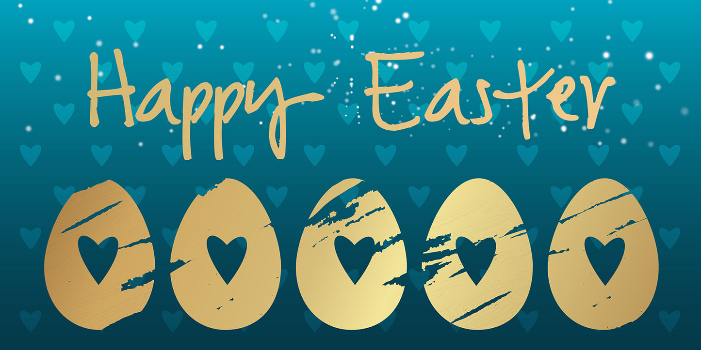 Teal and Gold Easter Banner
