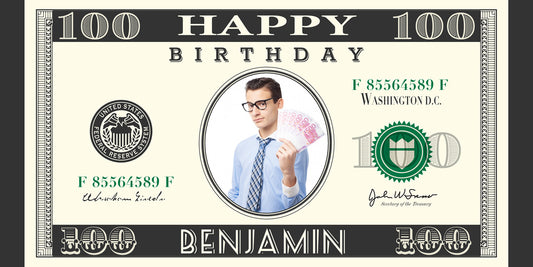 100 Dollar Bill Custom Photo Banner