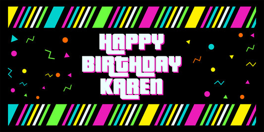 Retro 80s Birthday Banner