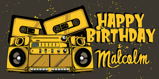 Retro Music 80s Birthday Banner