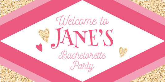 Pink and Sparkle Gold Bacelorette Party Banner