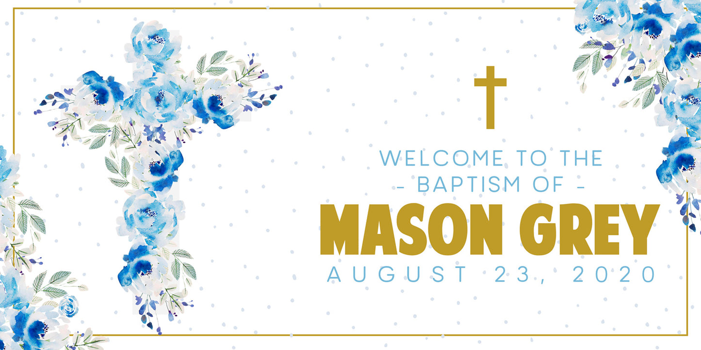 Blue Cross Christening Baptism Banner