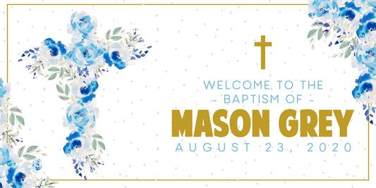 Blue Cross Christening Baptism Banner