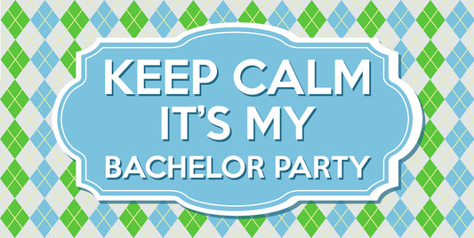 Argyle Green and Blue Bachelor Party Banner