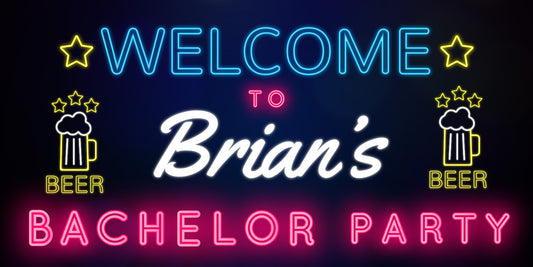 Bright Neon Bachelor Party Banner