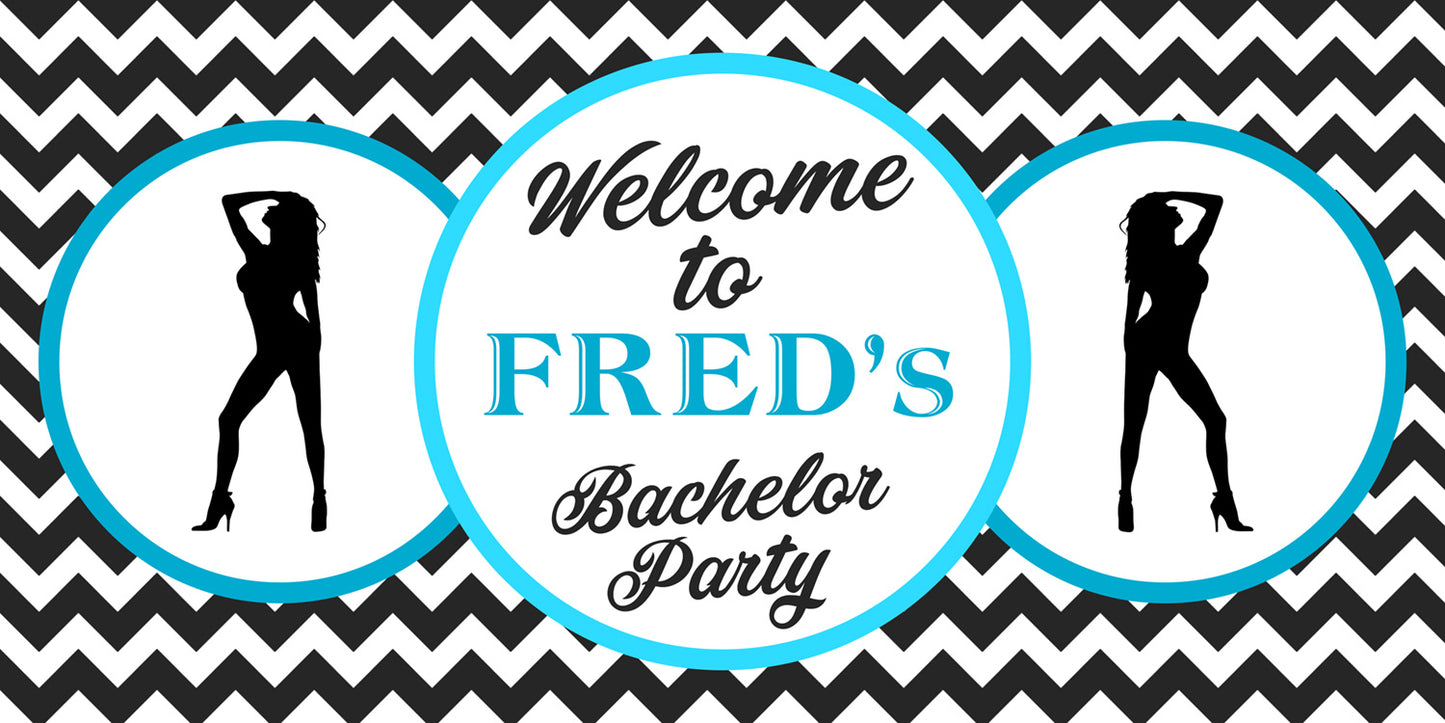 Black and White Chevron Bachelor Party Banner