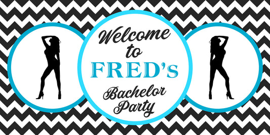 Black and White Chevron Bachelor Party Banner