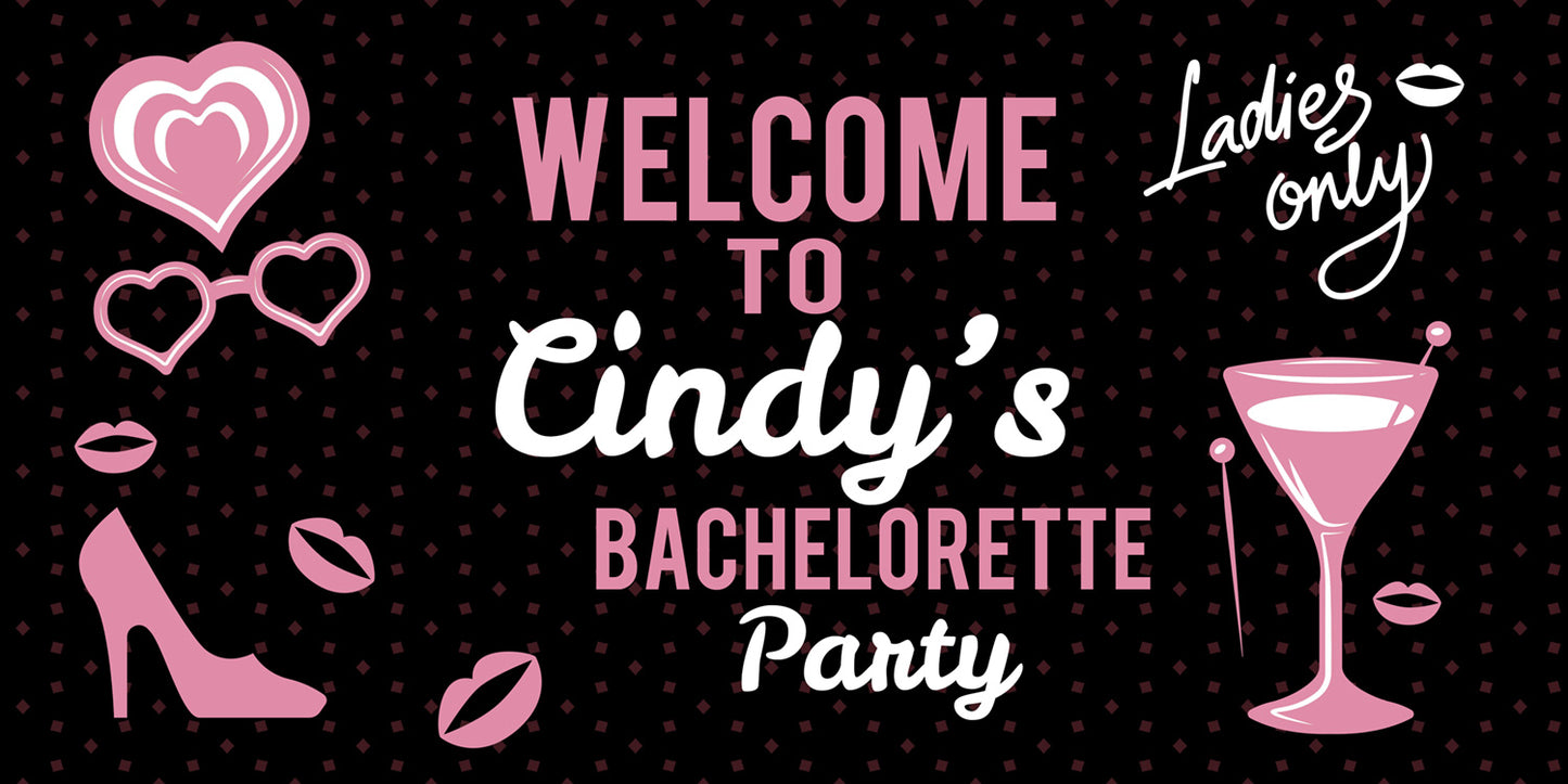 Classy Pink and Black Bacelorette Party Banner