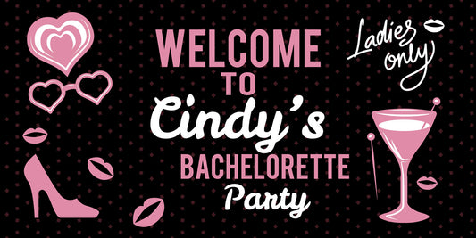 Classy Pink and Black Bacelorette Party Banner