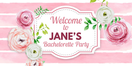 Pink Floral Bacelorette Party Banner