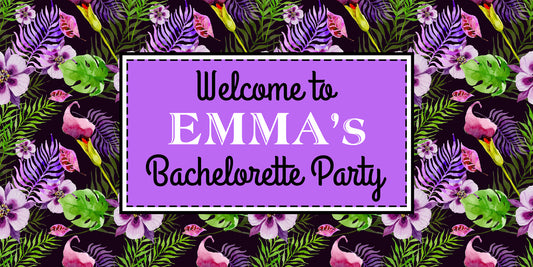 Purple Floral Bacelorette Party Banner