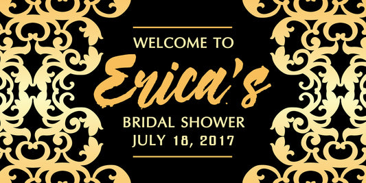 Black and Gold Ornamental Bridal Shower Banner