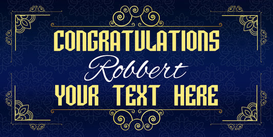 Dark Blue and Gold Congratulations Banner