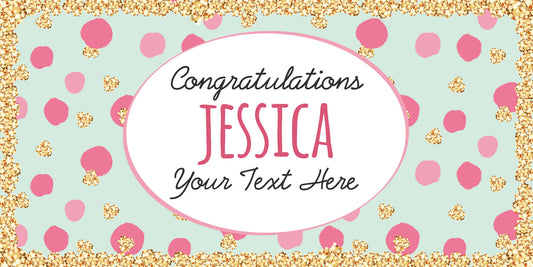 Pink Green and Gold Congratulations Banner