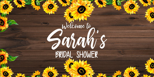 Faux Wood and Sunflower Bridal Shower Banner