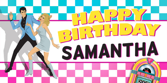 Elvis Retro Diner Birthday Banner