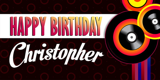 Retro 60s Record Album Birthday Banner