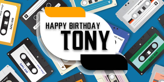 Retro Music Cassettes 80s Birthday Banner