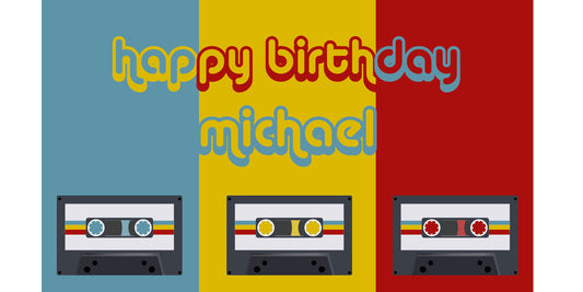 Retro Cassettes Birthday Banner