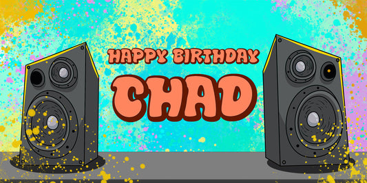 Retro Music Speakers 80s Birthday Banner
