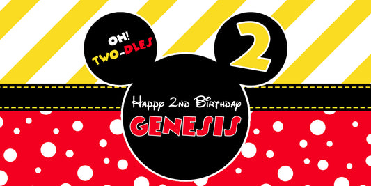Oh Two-dles Mickey Red Birthday Banner