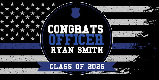 Police Blue Line Graduation Banner