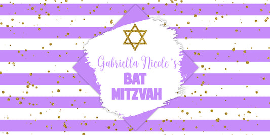 Purple and Glitter Bat Mitzvah Banner