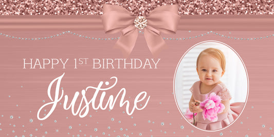 Pink Bow and Diamond Photo Banner