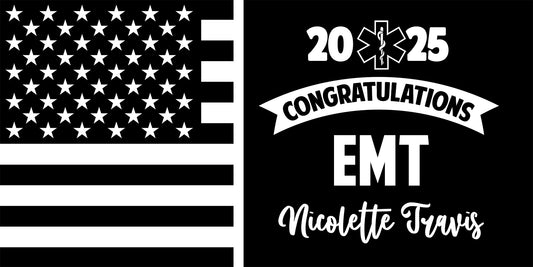 EMT Thin White Line Graduation Banner