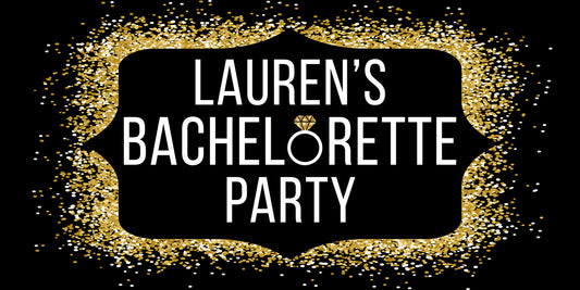 Black and Gold Engagement Ring Bacelorette Party Banner