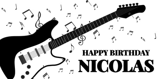Guitar Fire Birthday Banner