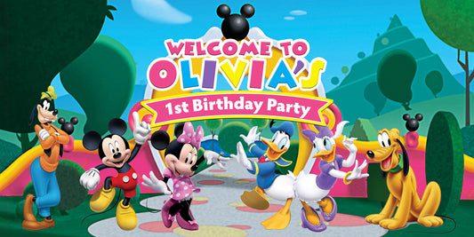 Mickey Mouse Clubhouse Characters Pastels Birthday Banner